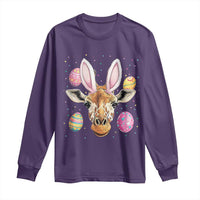 Funny Giraffe Bunny Long Sleeve Shirt Happy Easter Day Sunday