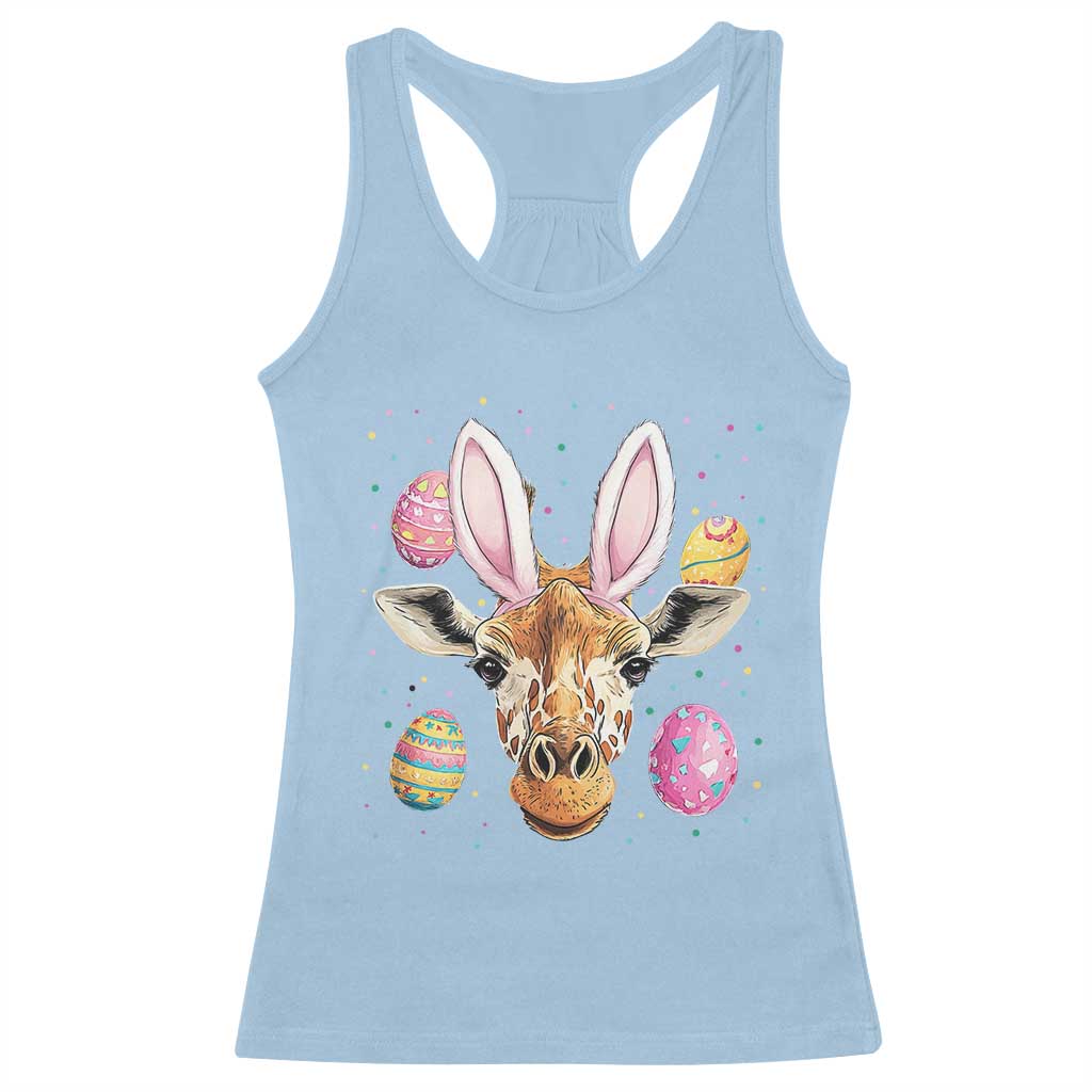 Funny Giraffe Bunny Racerback Tank Top Happy Easter Day Sunday
