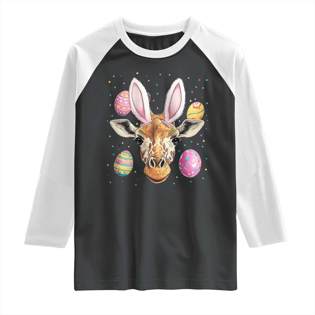 Funny Giraffe Bunny Raglan Shirt Happy Easter Day Sunday