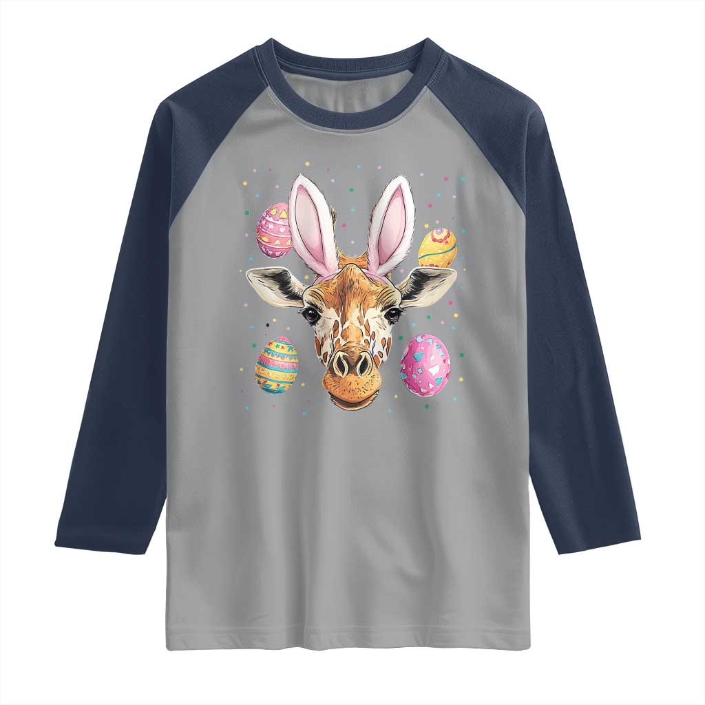 Funny Giraffe Bunny Raglan Shirt Happy Easter Day Sunday