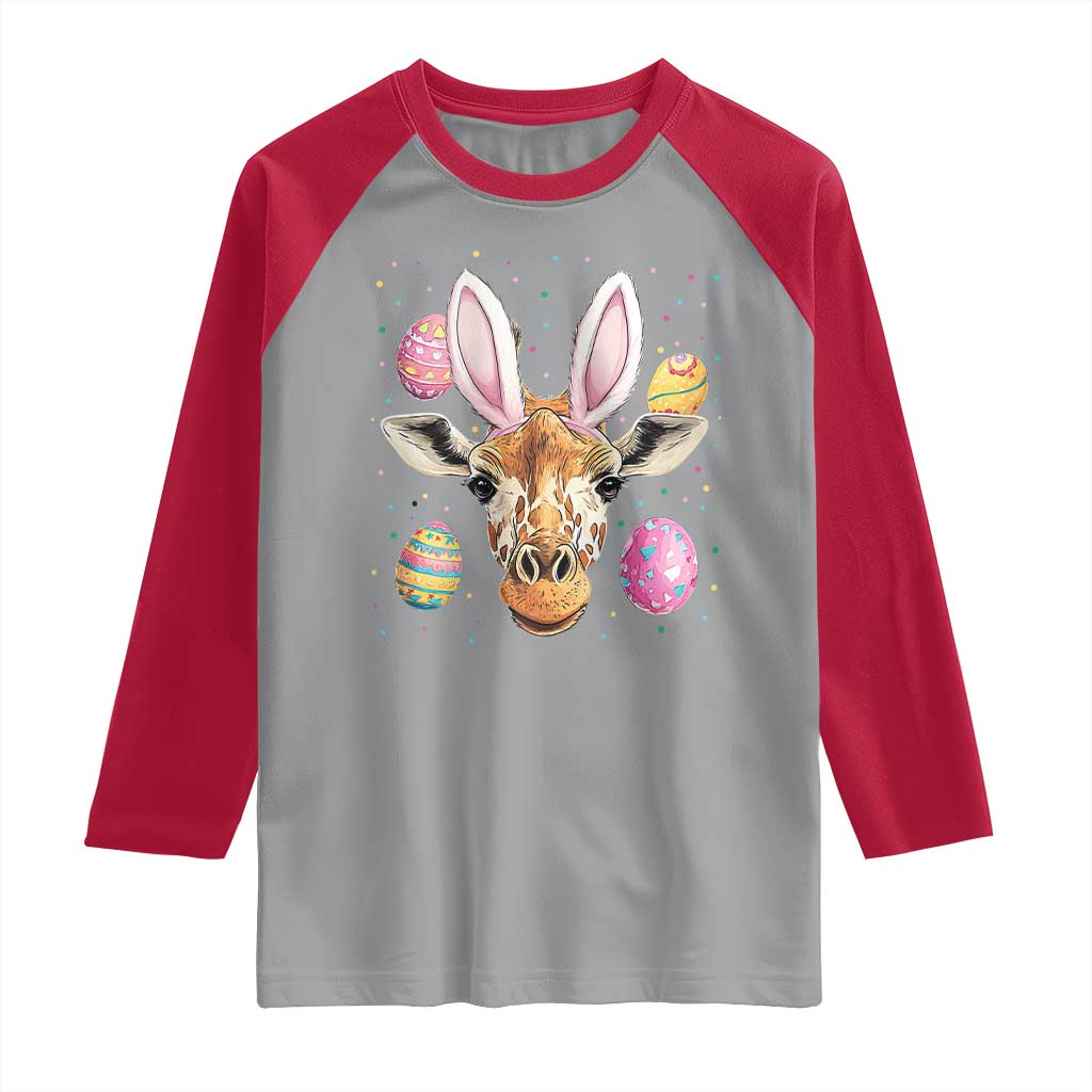 Funny Giraffe Bunny Raglan Shirt Happy Easter Day Sunday