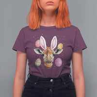 Funny Giraffe Bunny T Shirt For Women Happy Easter Day Sunday