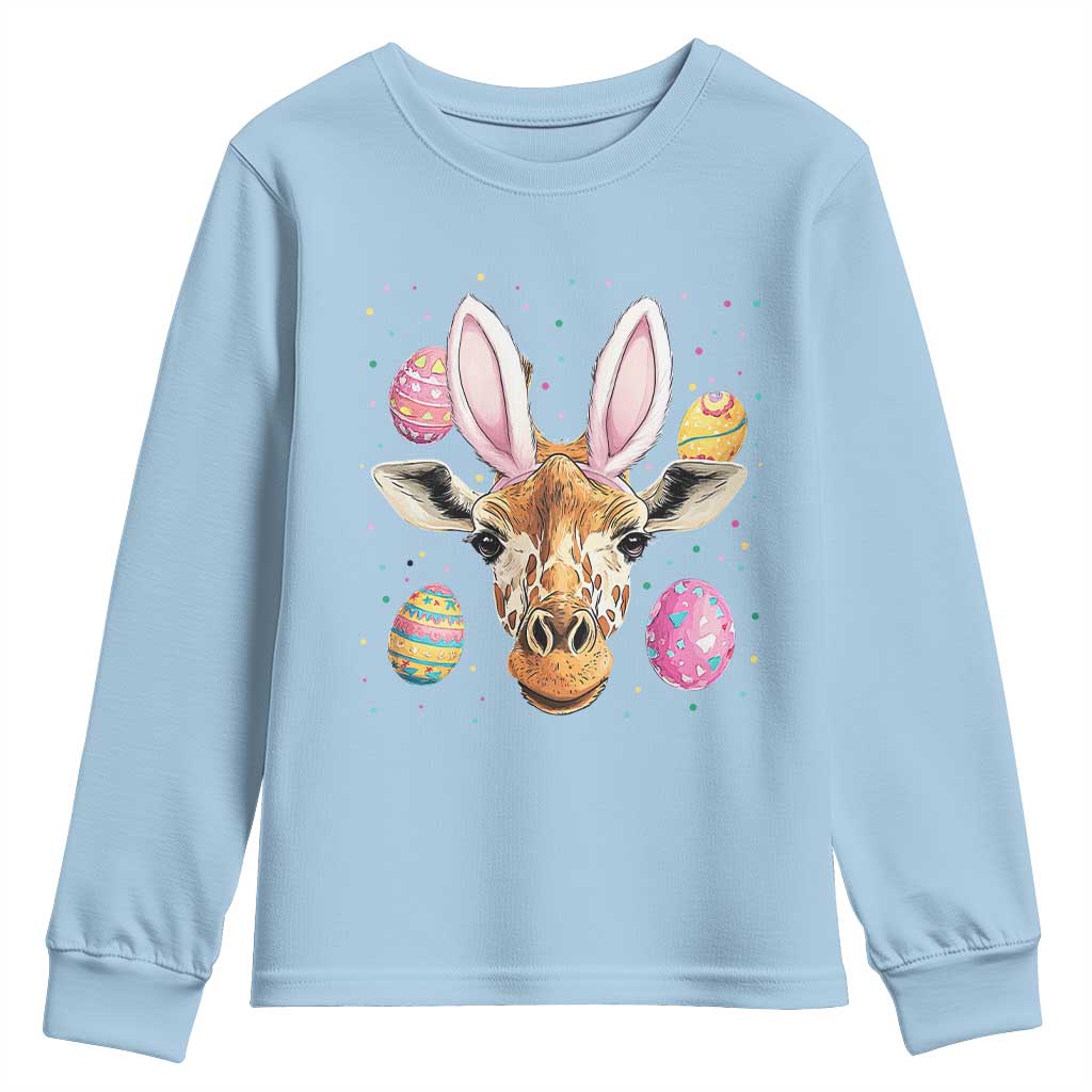 Funny Giraffe Bunny Youth Sweatshirt Happy Easter Day Sunday