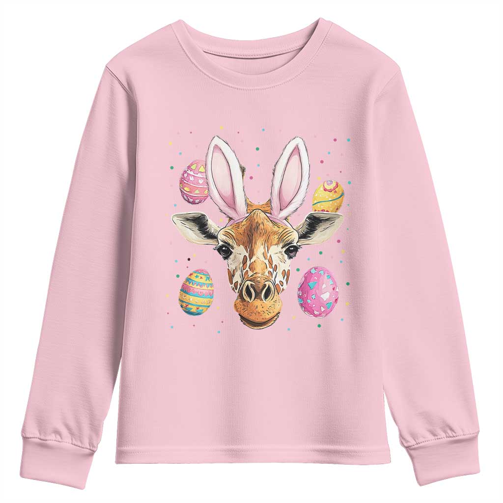 Funny Giraffe Bunny Youth Sweatshirt Happy Easter Day Sunday