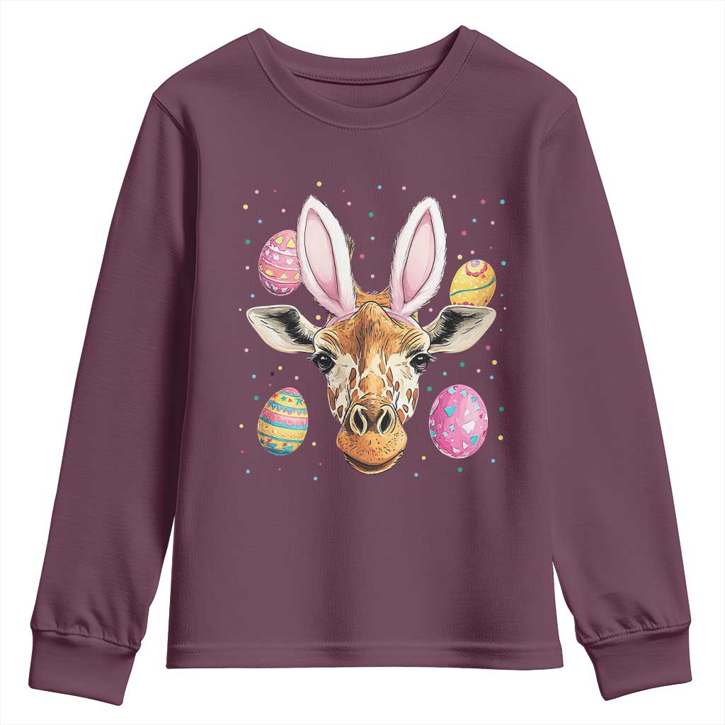 Funny Giraffe Bunny Youth Sweatshirt Happy Easter Day Sunday