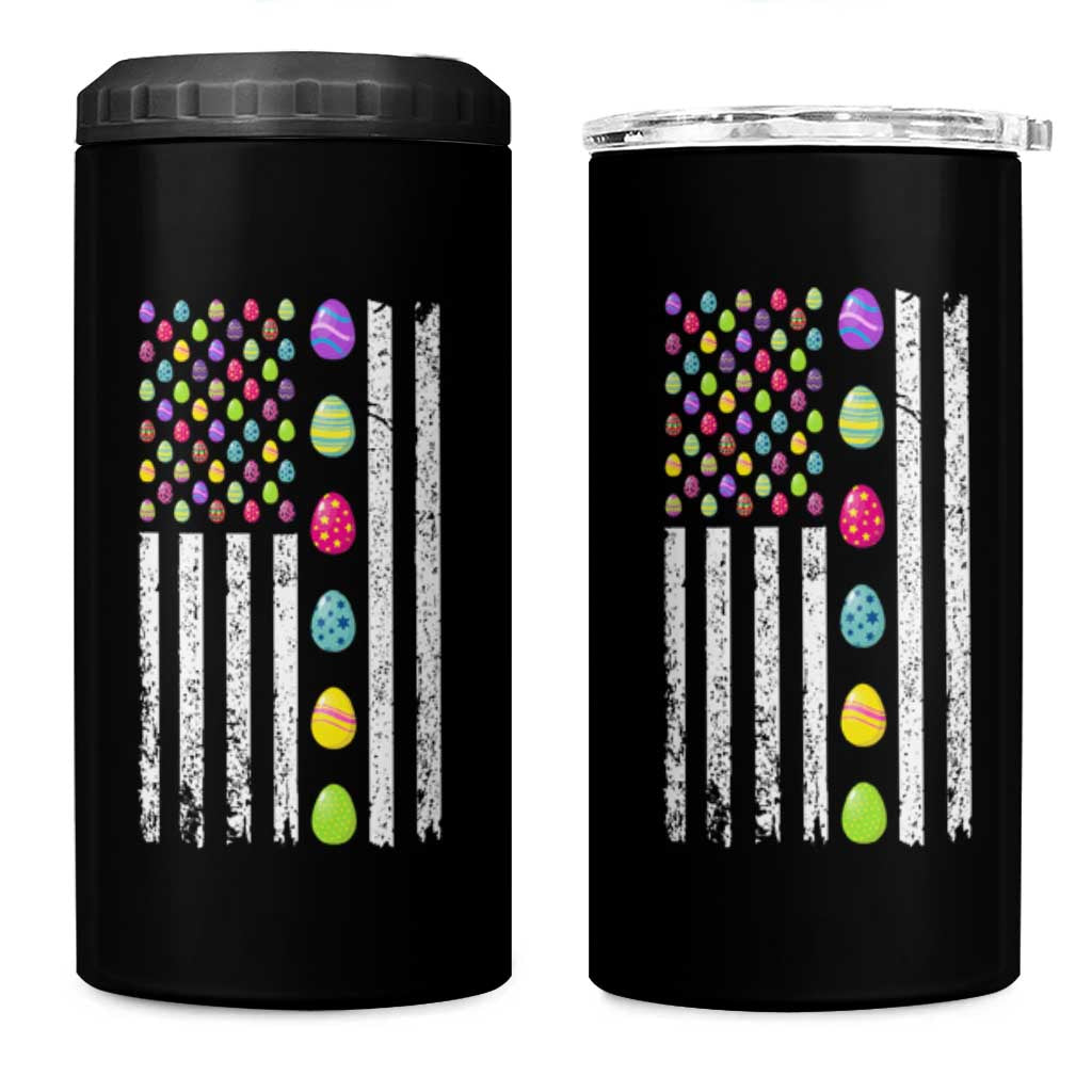 Easter Eggs American Flag Patriotic 4 in 1 Can Cooler Tumbler Happy Easter Day