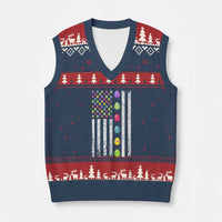 Easter Eggs American Flag Patriotic V-Neck Knit Sweater Vest Happy Easter Day - Wonder Print Shop