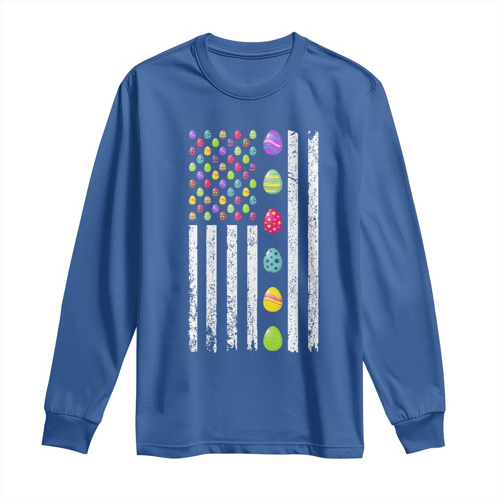 Easter Eggs American Flag Patriotic Long Sleeve Shirt Happy Easter Day