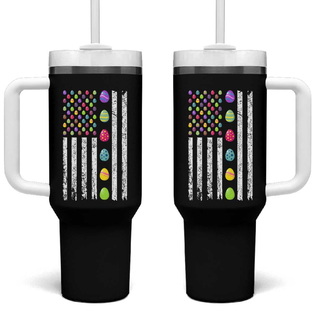 Easter Eggs American Flag Patriotic Tumbler With Handle Happy Easter Day