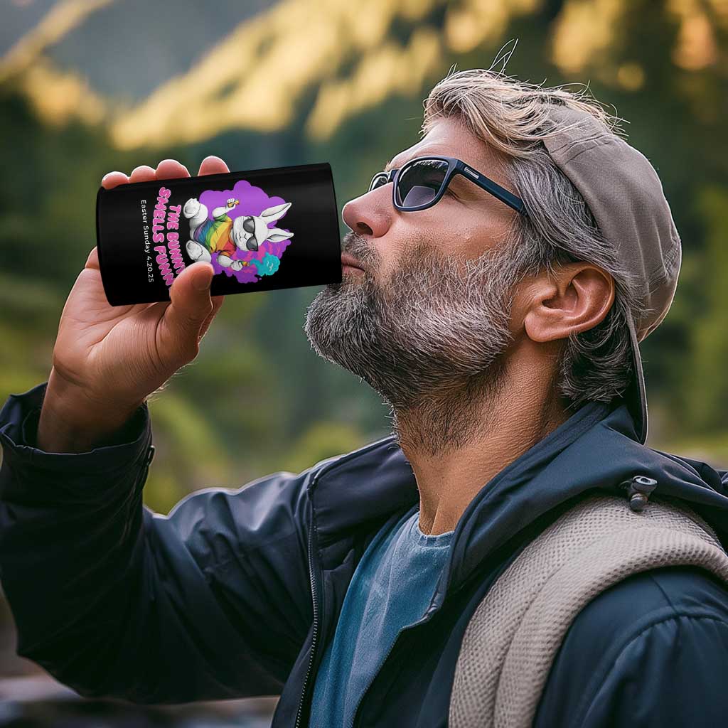 Happy 420 Easter 4 in 1 Can Cooler Tumbler The Bunny Smells Funny