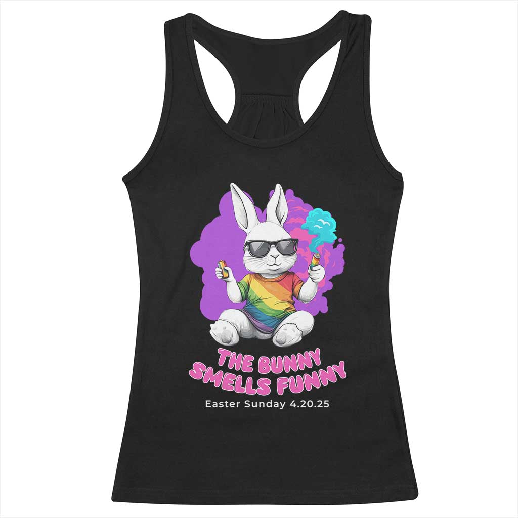 Happy 420 Easter Racerback Tank Top The Bunny Smells Funny