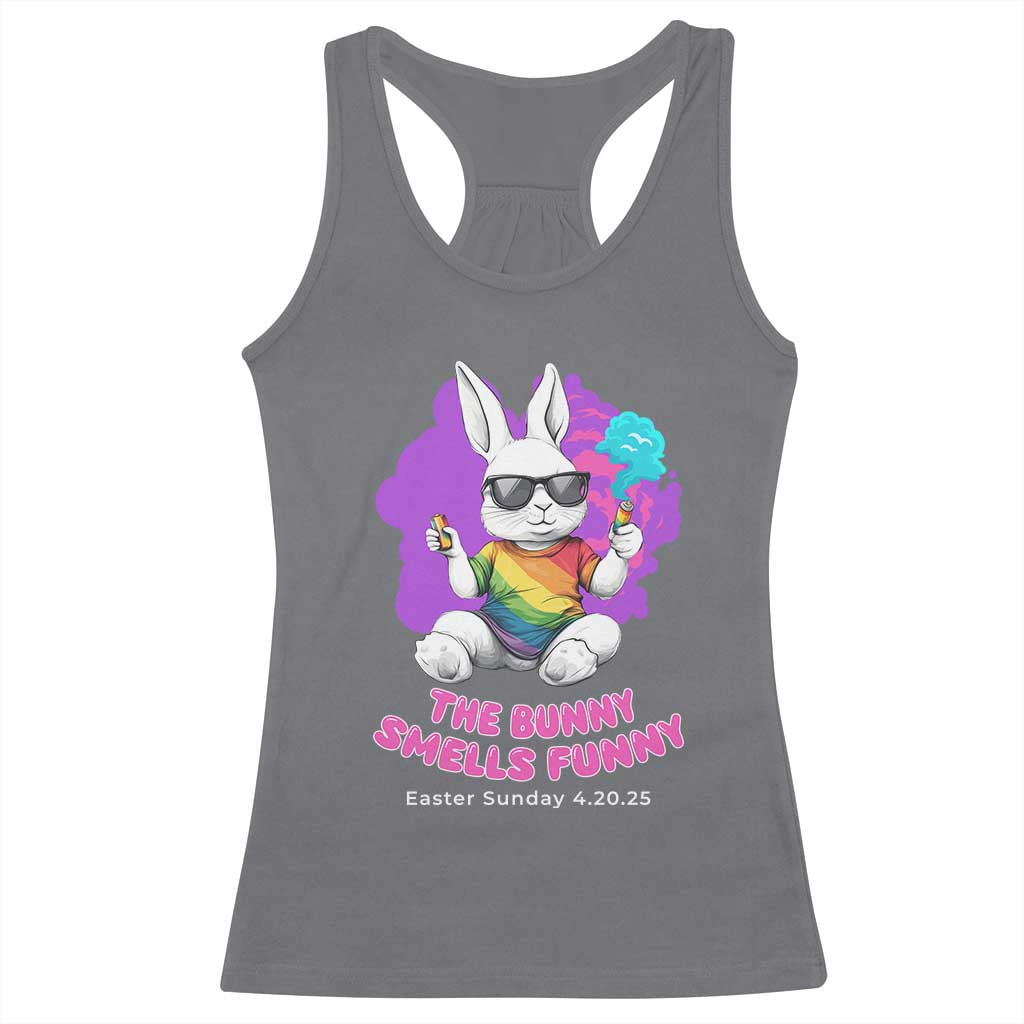 Happy 420 Easter Racerback Tank Top The Bunny Smells Funny