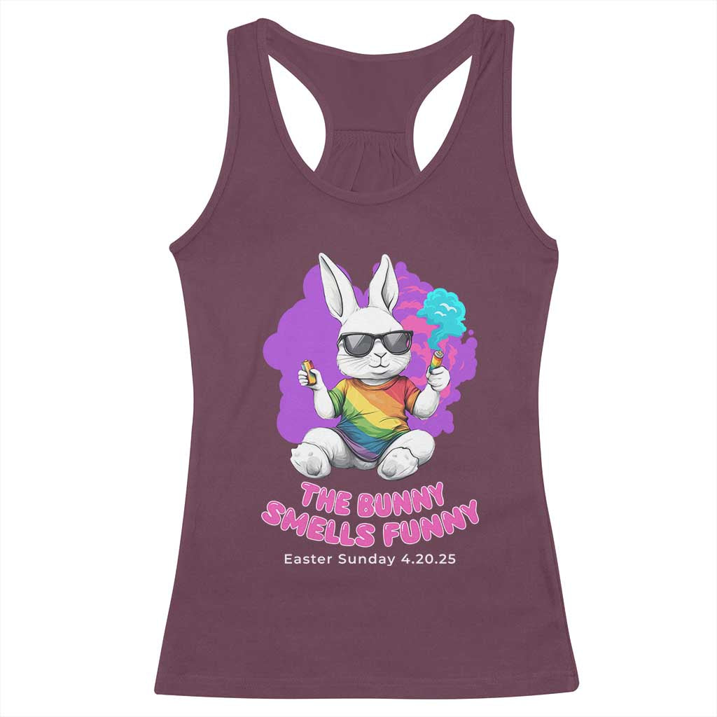 Happy 420 Easter Racerback Tank Top The Bunny Smells Funny