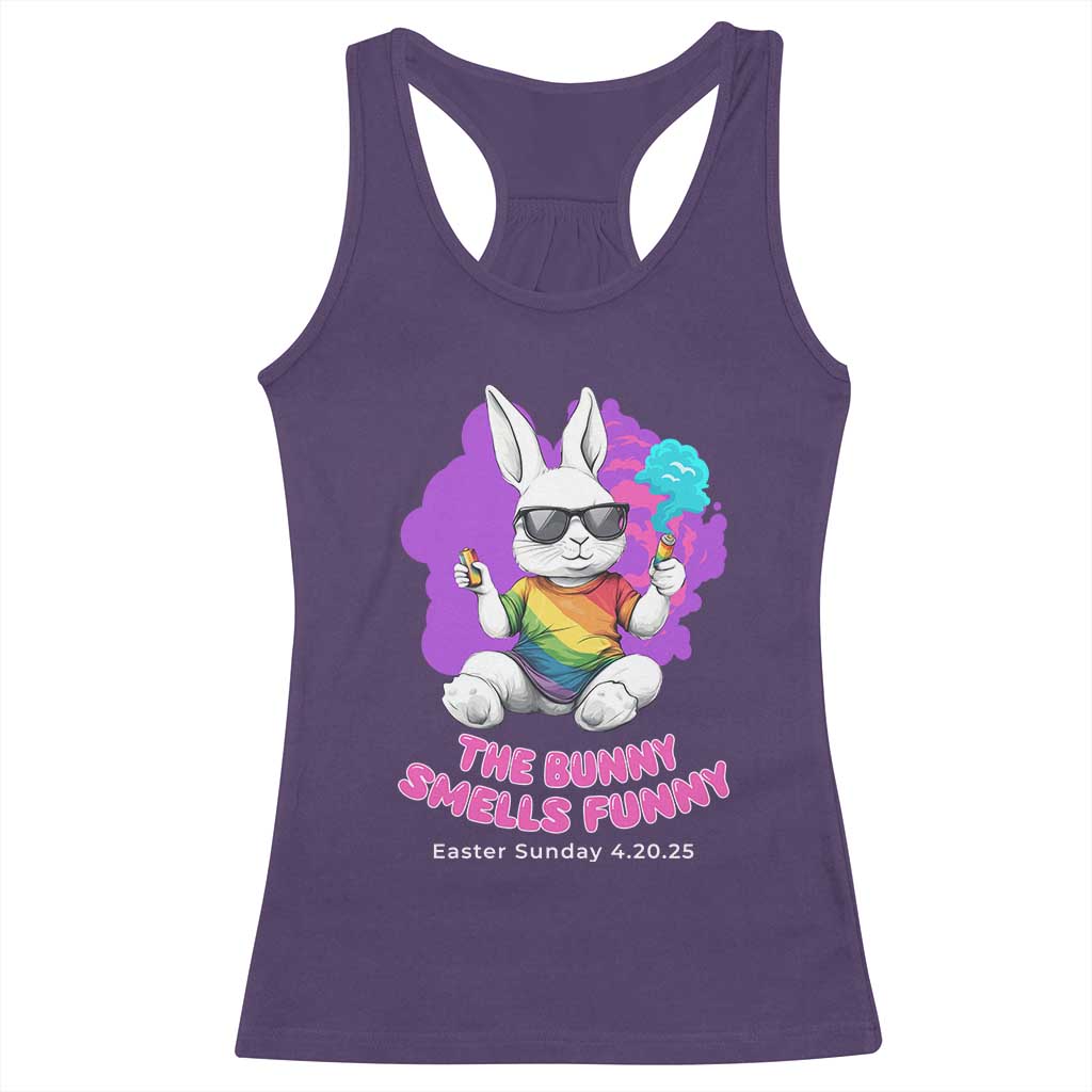 Happy 420 Easter Racerback Tank Top The Bunny Smells Funny