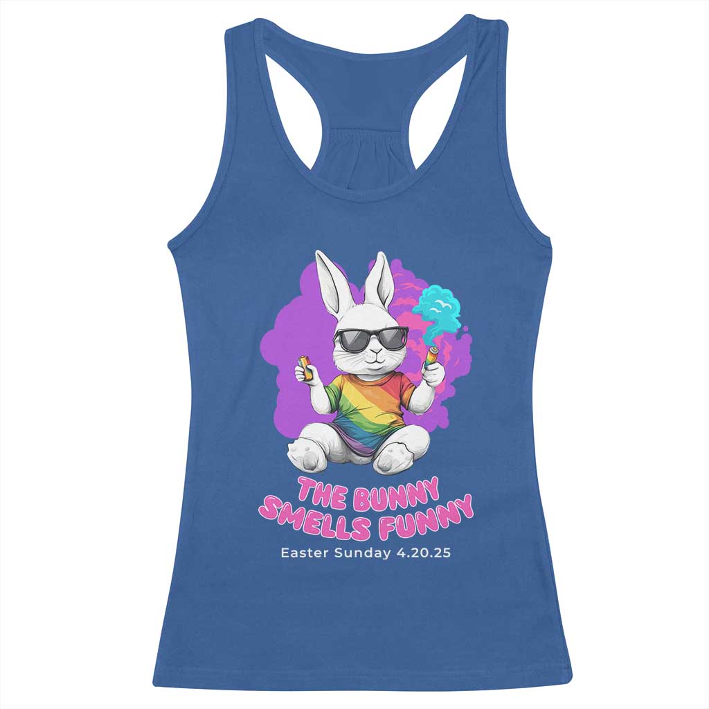 Happy 420 Easter Racerback Tank Top The Bunny Smells Funny