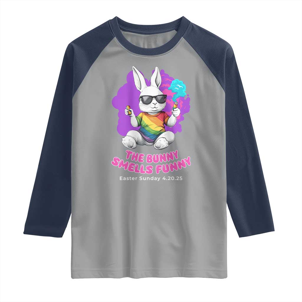 Happy 420 Easter Raglan Shirt The Bunny Smells Funny