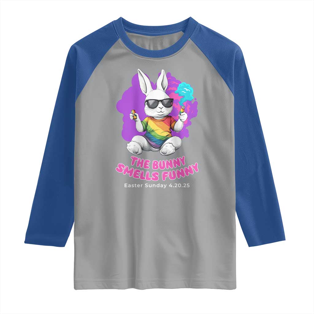 Happy 420 Easter Raglan Shirt The Bunny Smells Funny