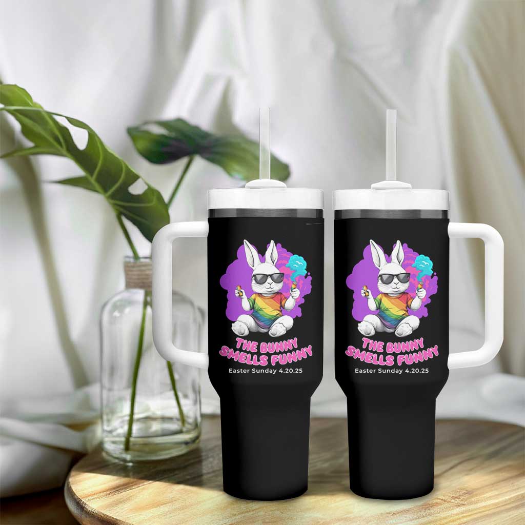 Happy 420 Easter Tumbler With Handle The Bunny Smells Funny