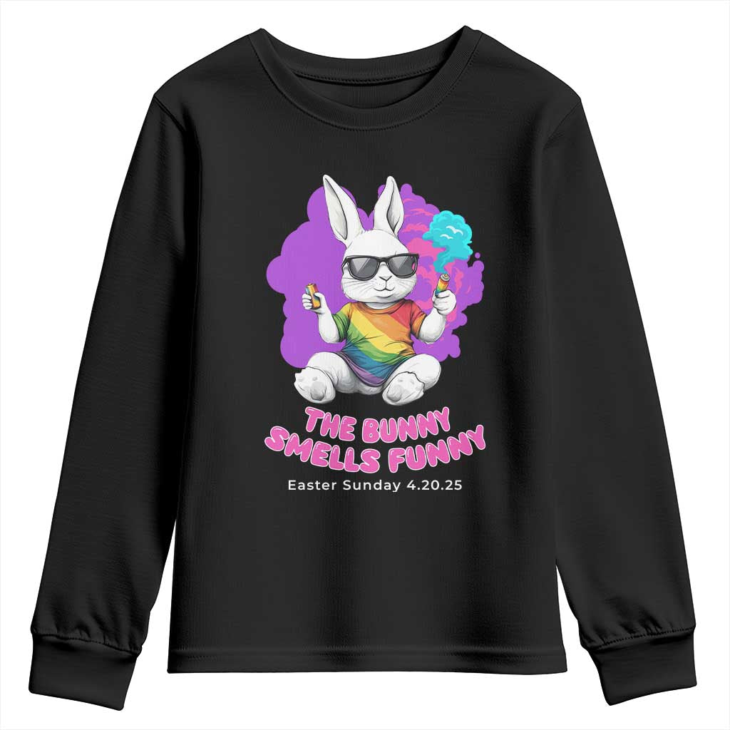 Happy 420 Easter Youth Sweatshirt The Bunny Smells Funny