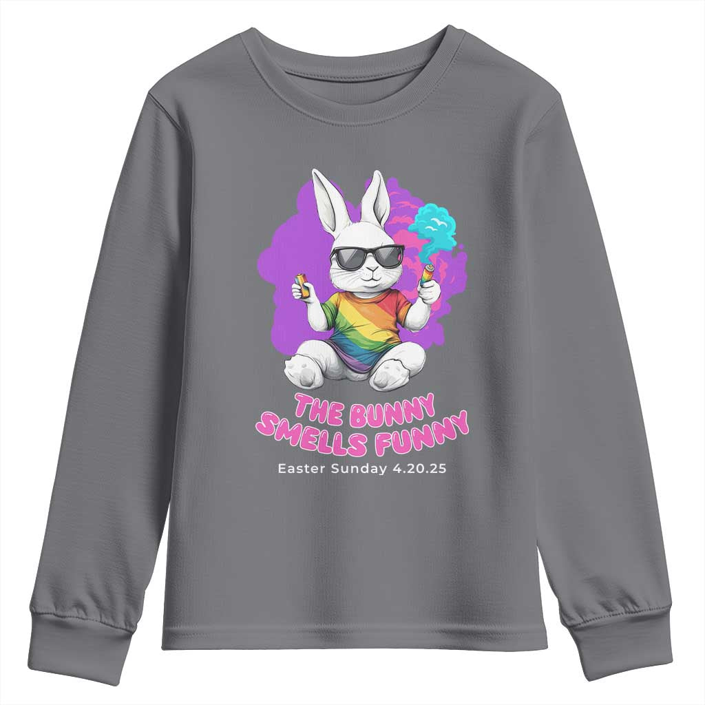Happy 420 Easter Youth Sweatshirt The Bunny Smells Funny