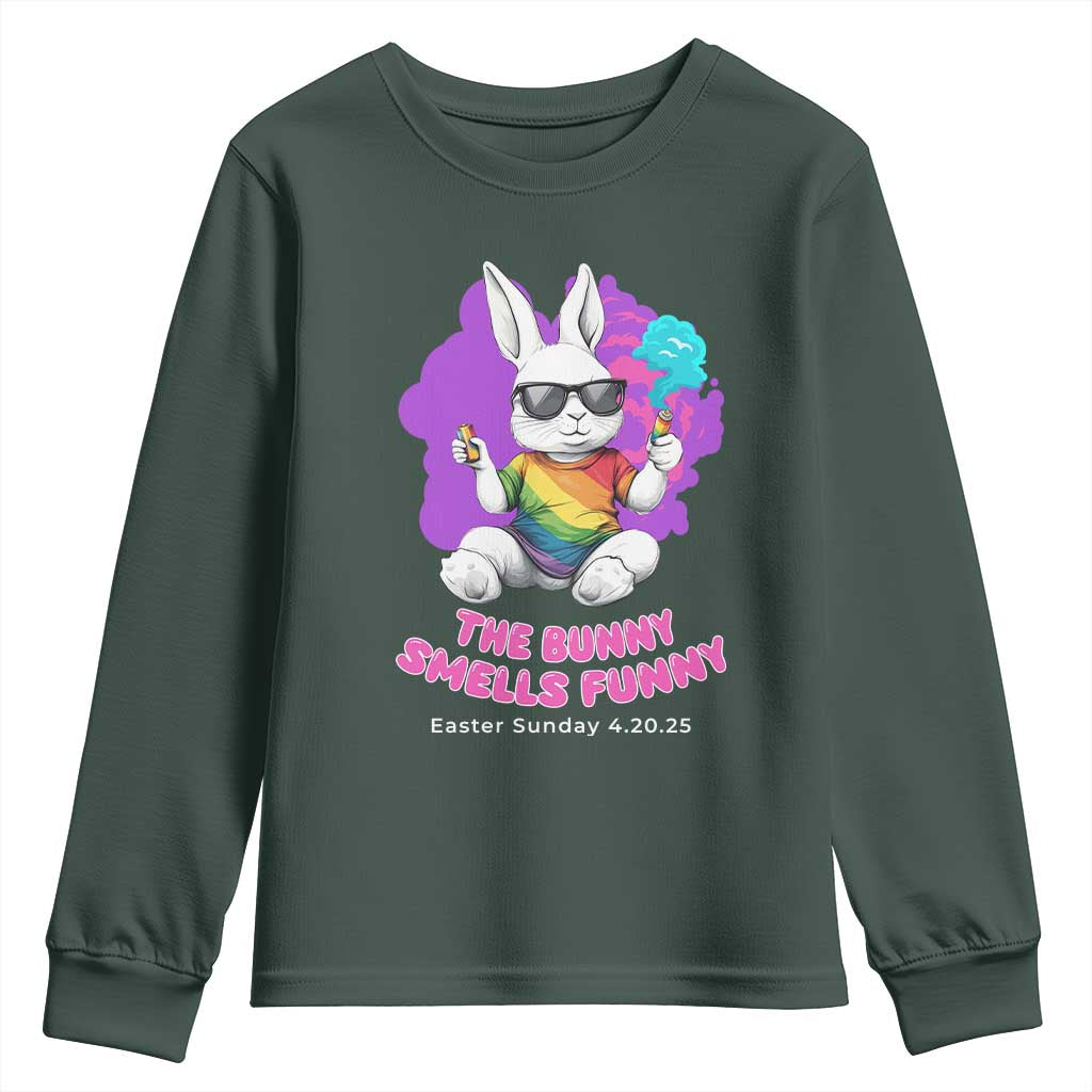 Happy 420 Easter Youth Sweatshirt The Bunny Smells Funny