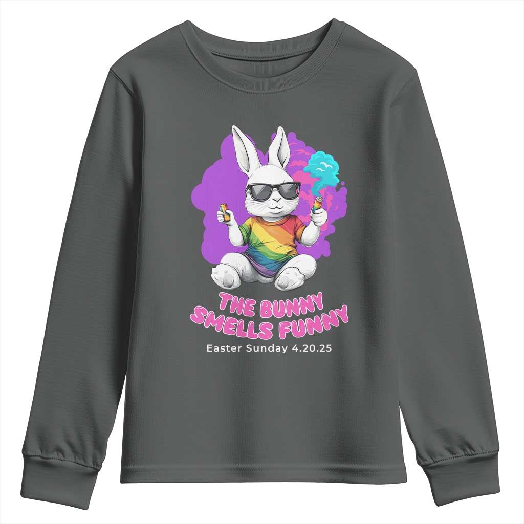 Happy 420 Easter Youth Sweatshirt The Bunny Smells Funny