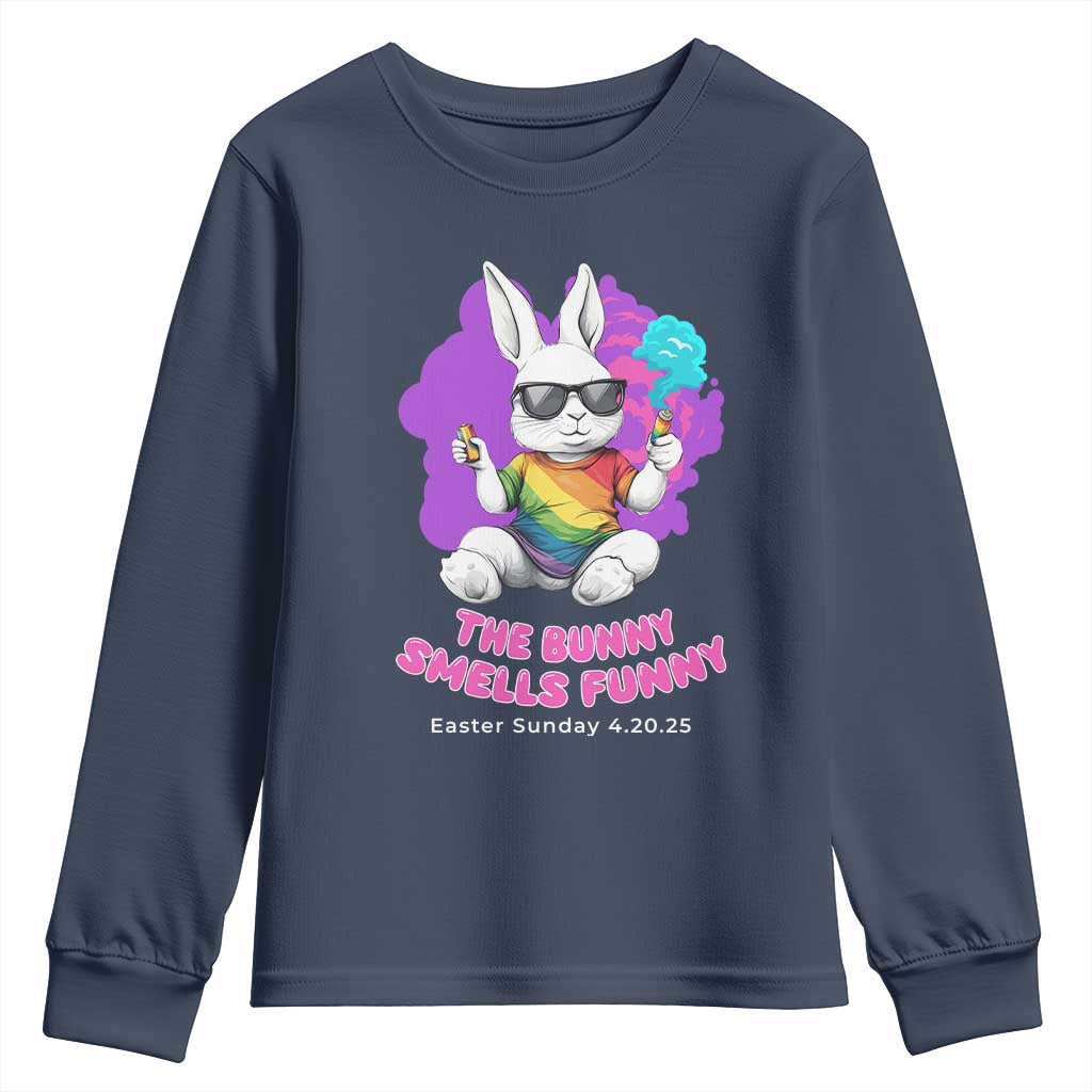 Happy 420 Easter Youth Sweatshirt The Bunny Smells Funny