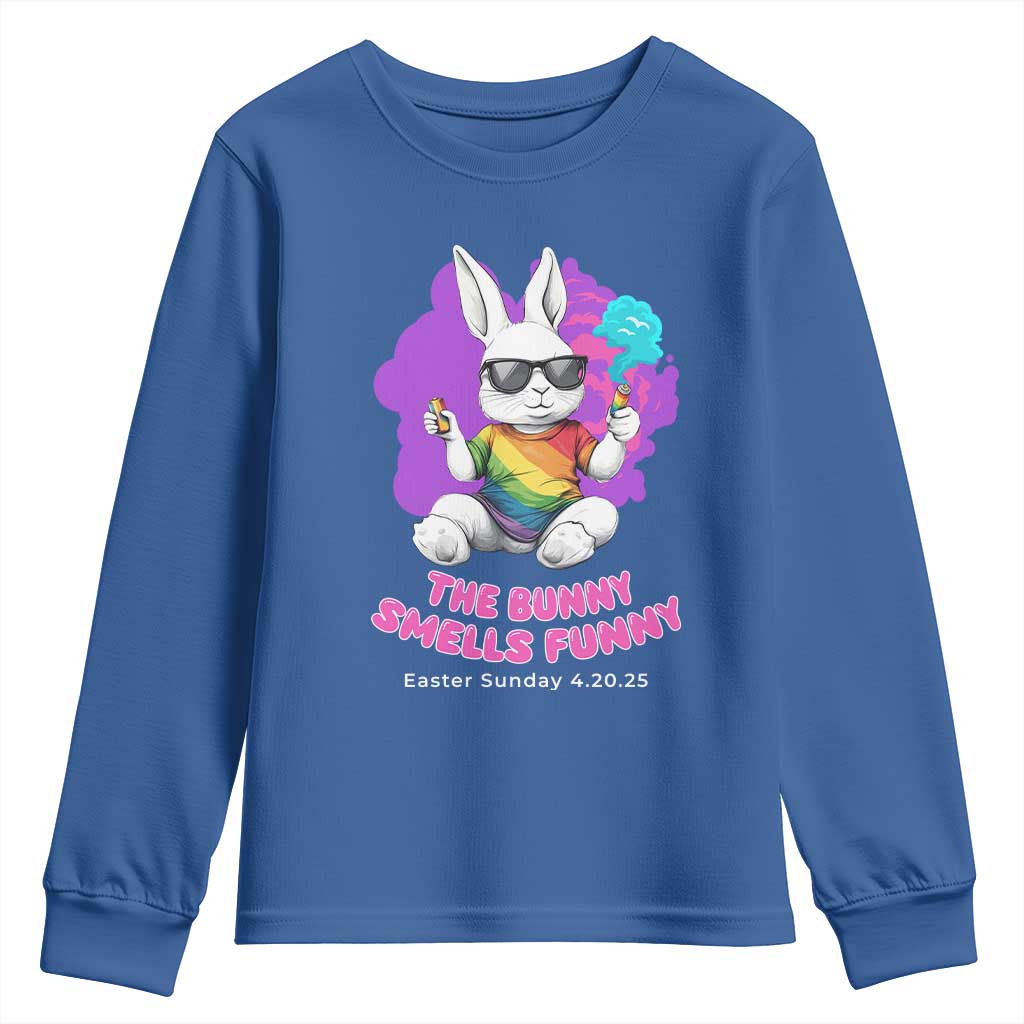 Happy 420 Easter Youth Sweatshirt The Bunny Smells Funny