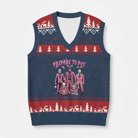Prepare to Groovy Dye Funny Bunny Easter V-Neck Knit Sweater Vest Horror Dyeing Eggs - Wonder Print Shop