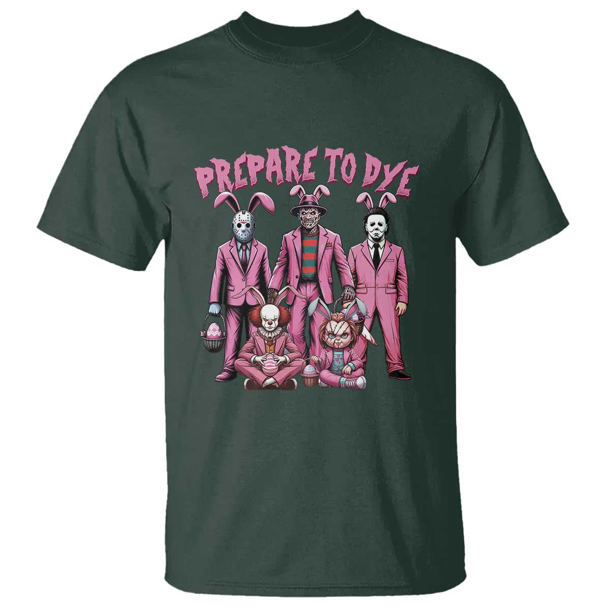 Prepare to Groovy Dye Funny Bunny Easter T Shirt Horror Dyeing Eggs