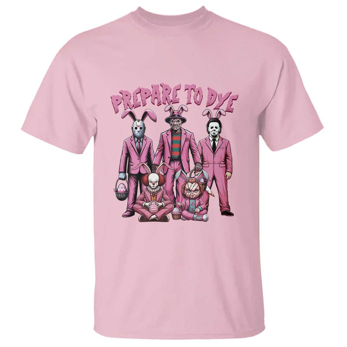 Prepare to Groovy Dye Funny Bunny Easter T Shirt Horror Dyeing Eggs