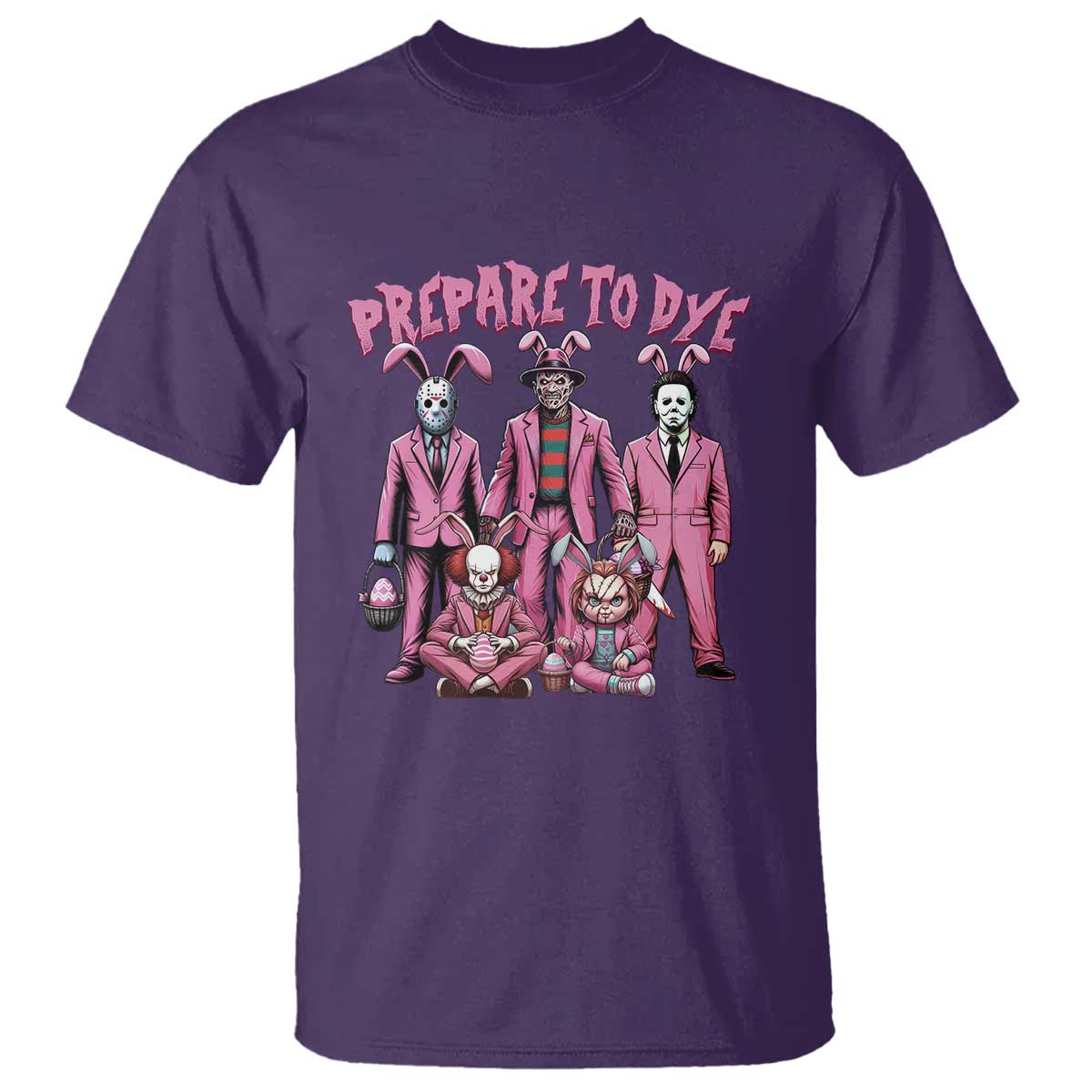 Prepare to Groovy Dye Funny Bunny Easter T Shirt Horror Dyeing Eggs