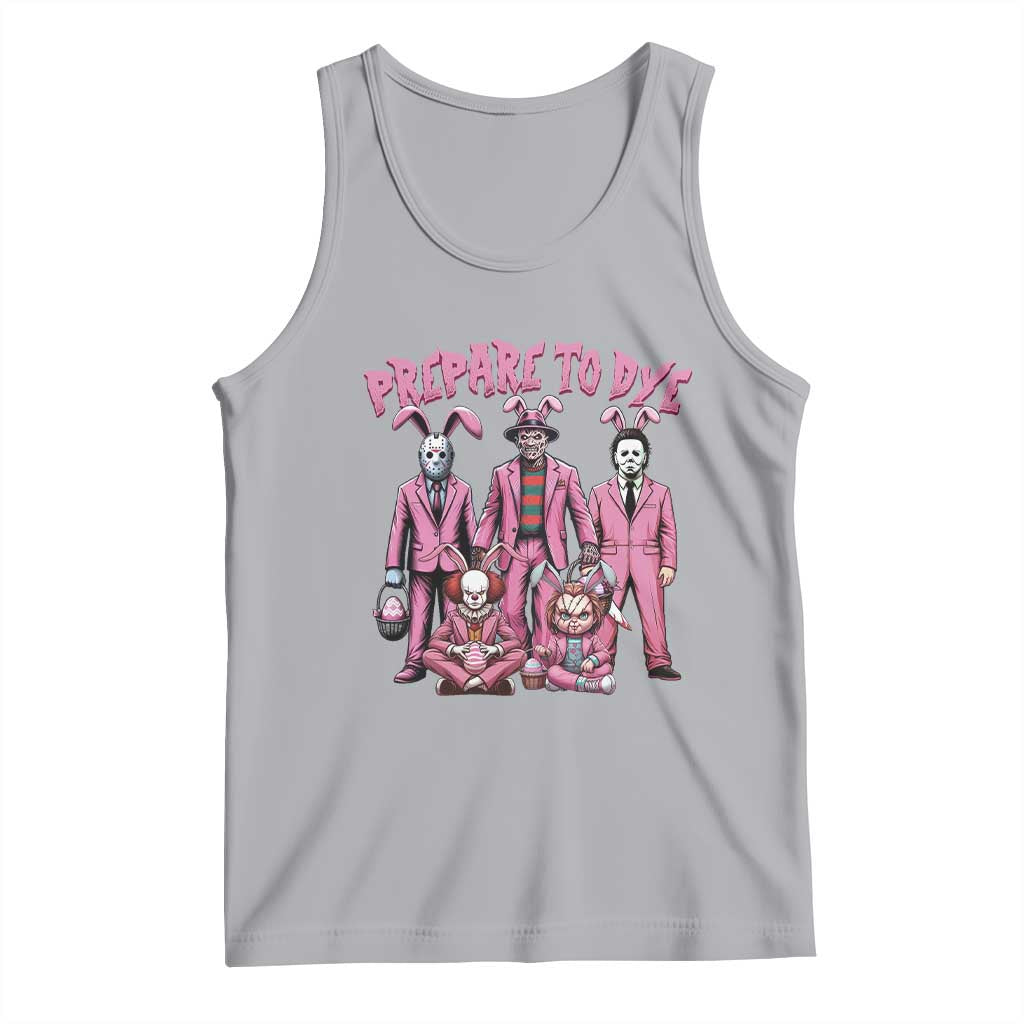Prepare to Groovy Dye Funny Bunny Easter Tank Top Horror Dyeing Eggs