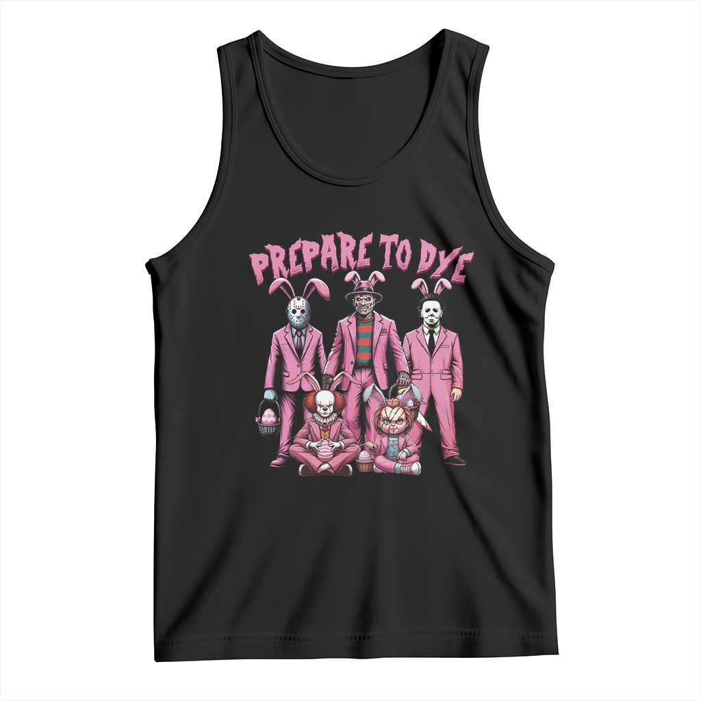 Prepare to Groovy Dye Funny Bunny Easter Tank Top Horror Dyeing Eggs