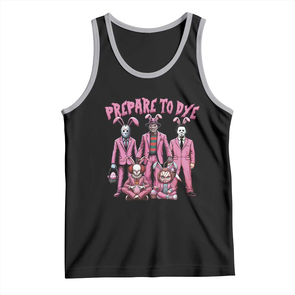 Prepare to Groovy Dye Funny Bunny Easter Tank Top Horror Dyeing Eggs