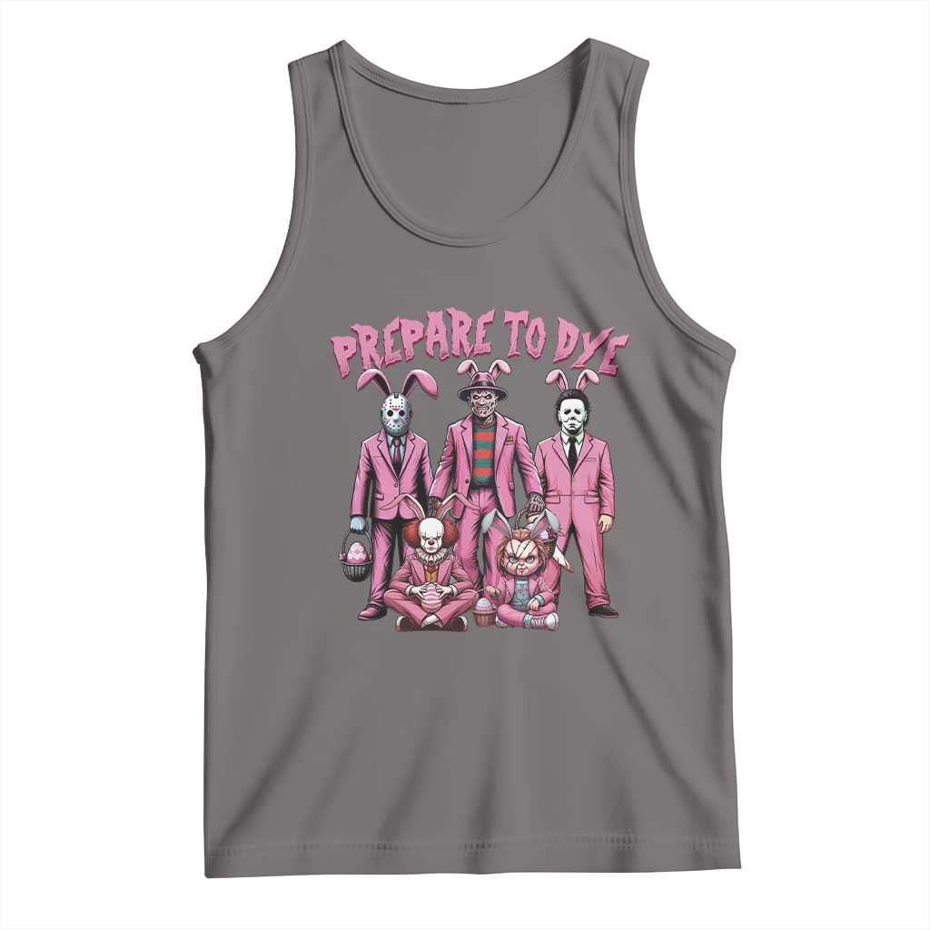 Prepare to Groovy Dye Funny Bunny Easter Tank Top Horror Dyeing Eggs