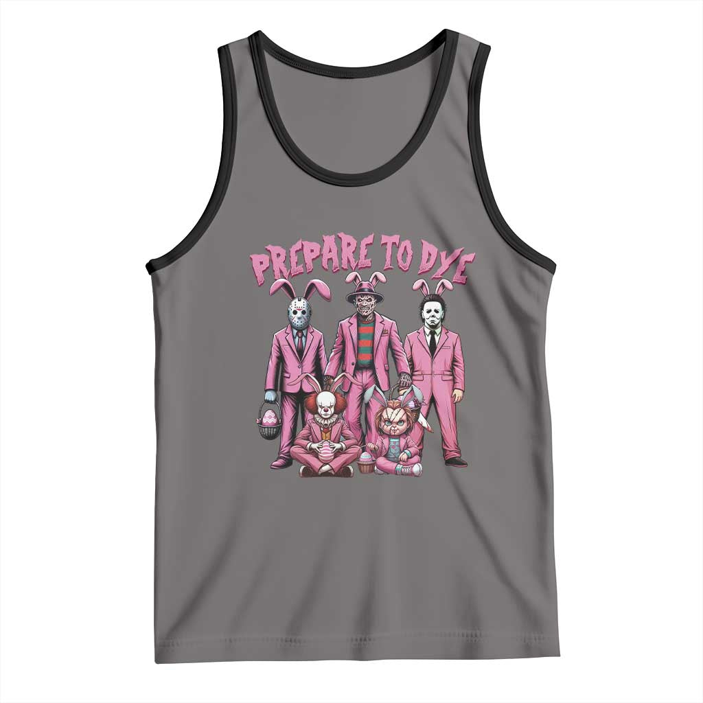 Prepare to Groovy Dye Funny Bunny Easter Tank Top Horror Dyeing Eggs