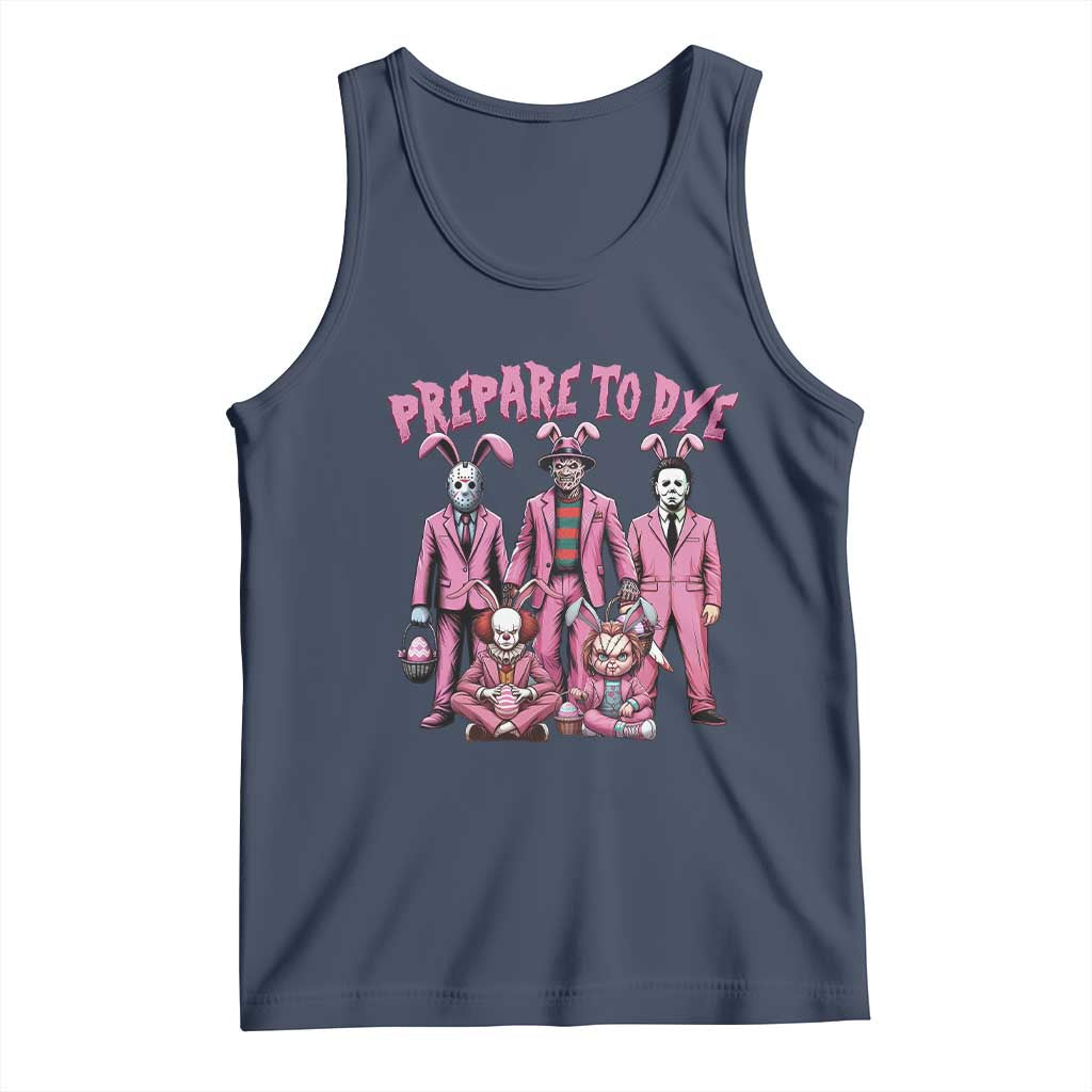 Prepare to Groovy Dye Funny Bunny Easter Tank Top Horror Dyeing Eggs