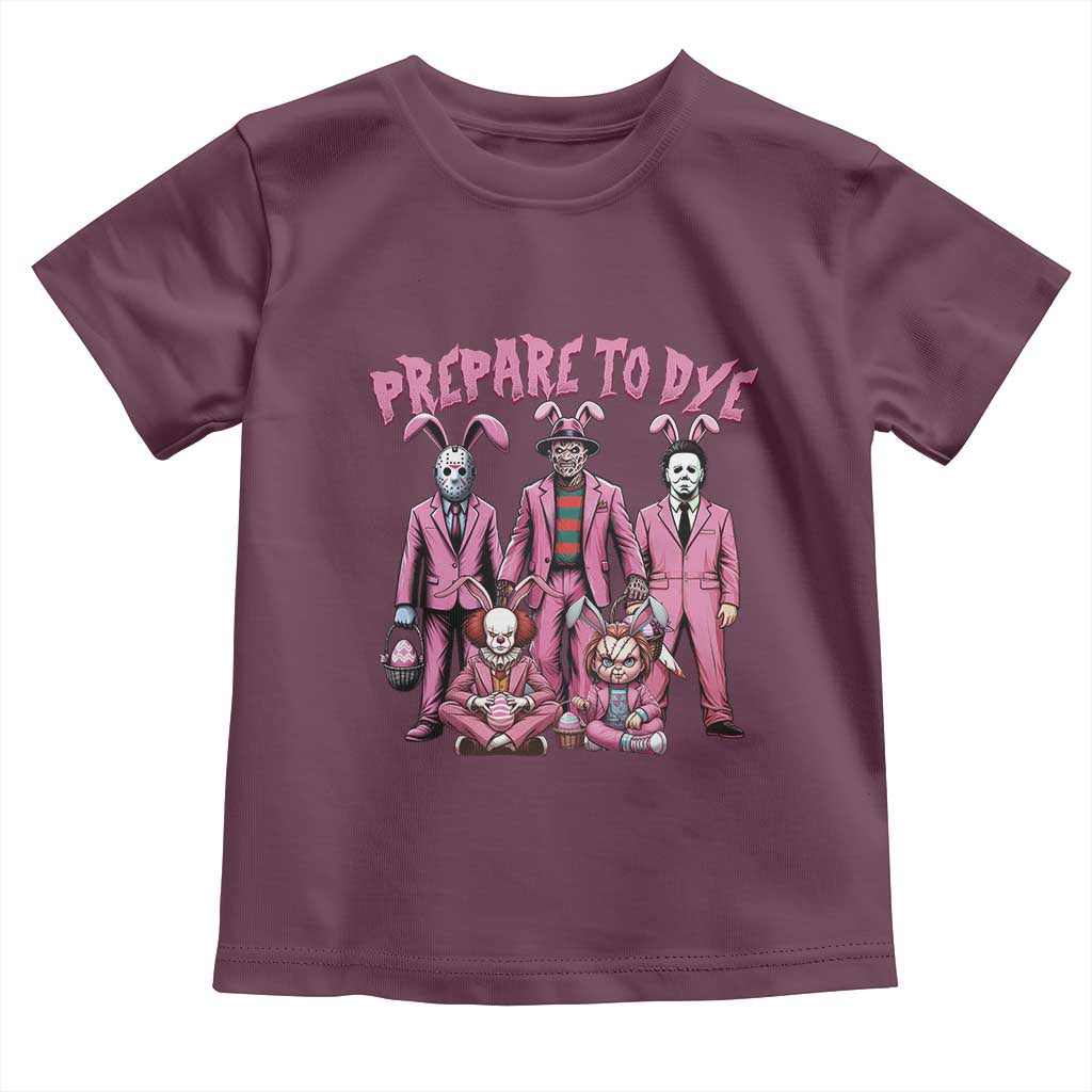 Prepare to Groovy Dye Funny Bunny Easter Toddler T Shirt Horror Dyeing Eggs