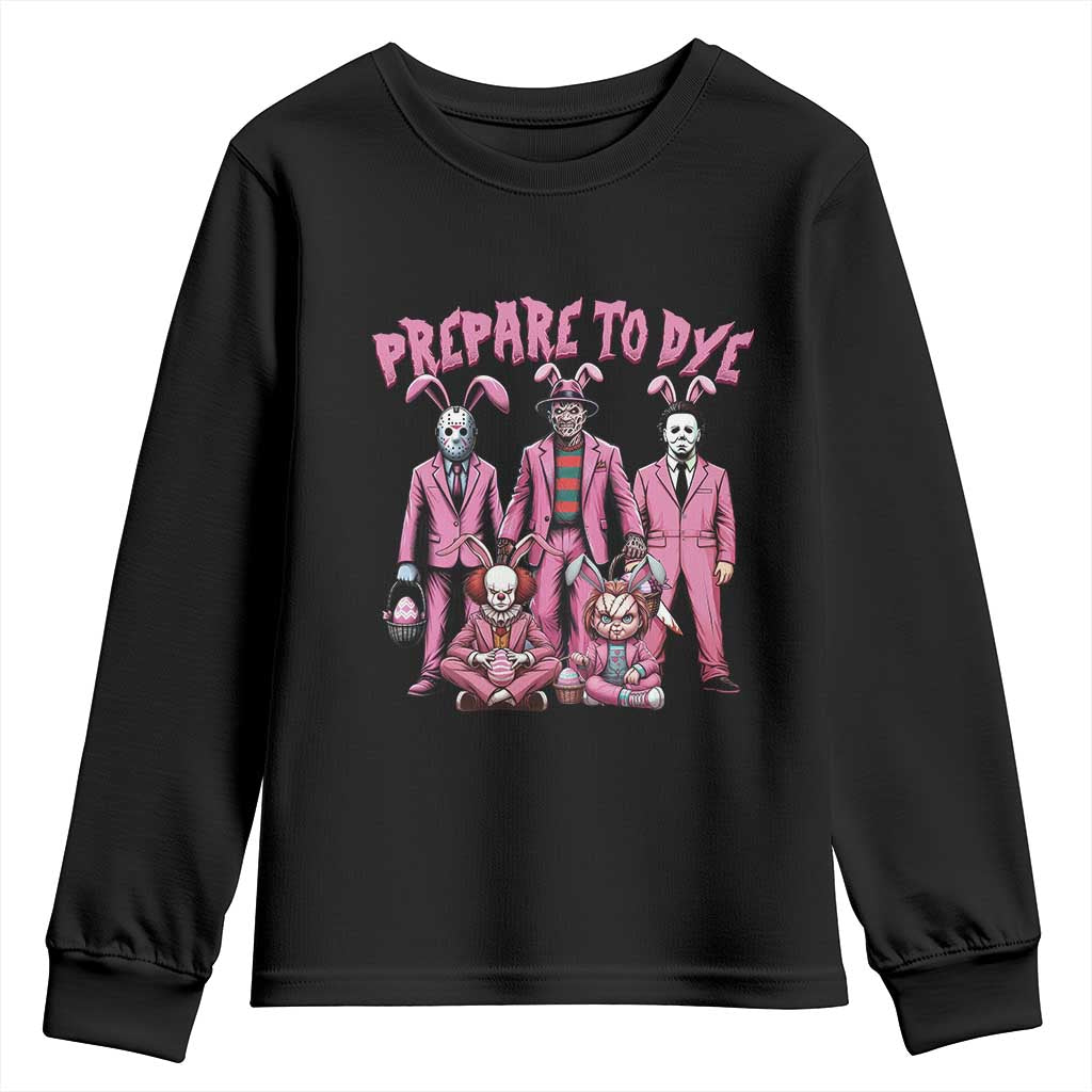 Prepare to Groovy Dye Funny Bunny Easter Youth Sweatshirt Horror Dyeing Eggs