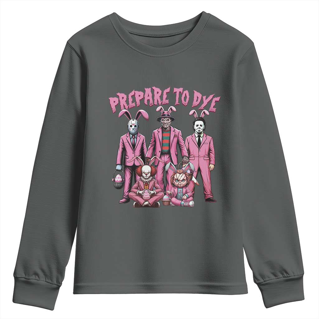Prepare to Groovy Dye Funny Bunny Easter Youth Sweatshirt Horror Dyeing Eggs