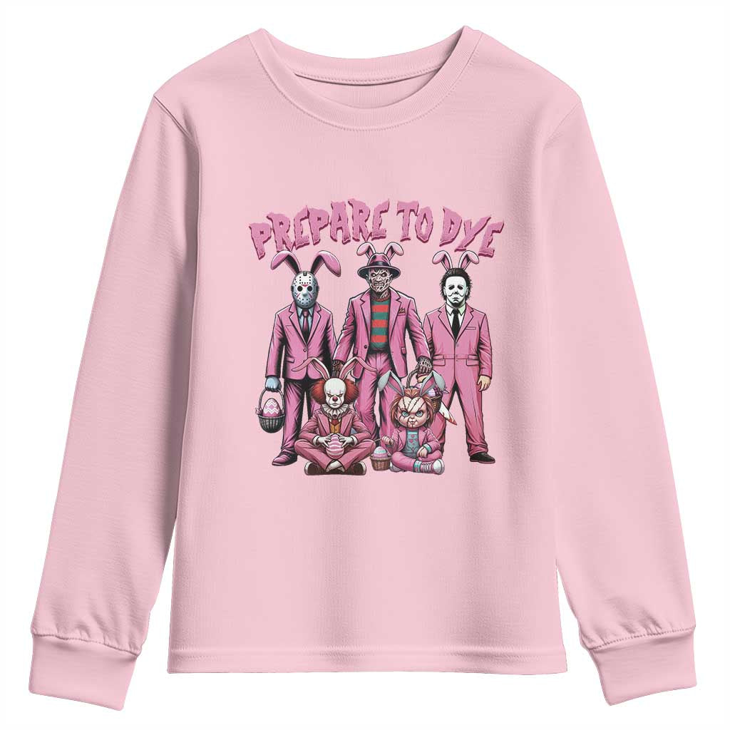 Prepare to Groovy Dye Funny Bunny Easter Youth Sweatshirt Horror Dyeing Eggs