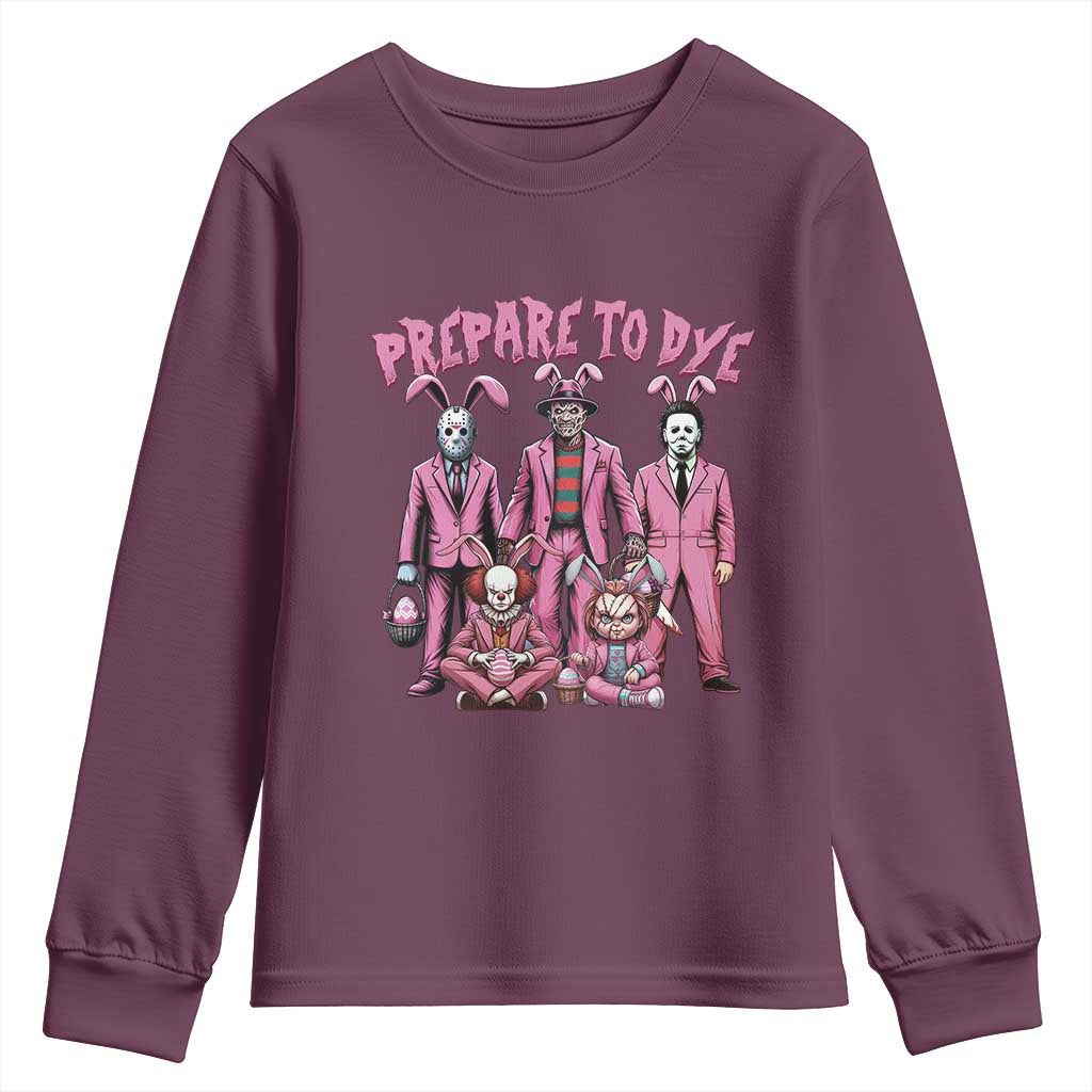 Prepare to Groovy Dye Funny Bunny Easter Youth Sweatshirt Horror Dyeing Eggs