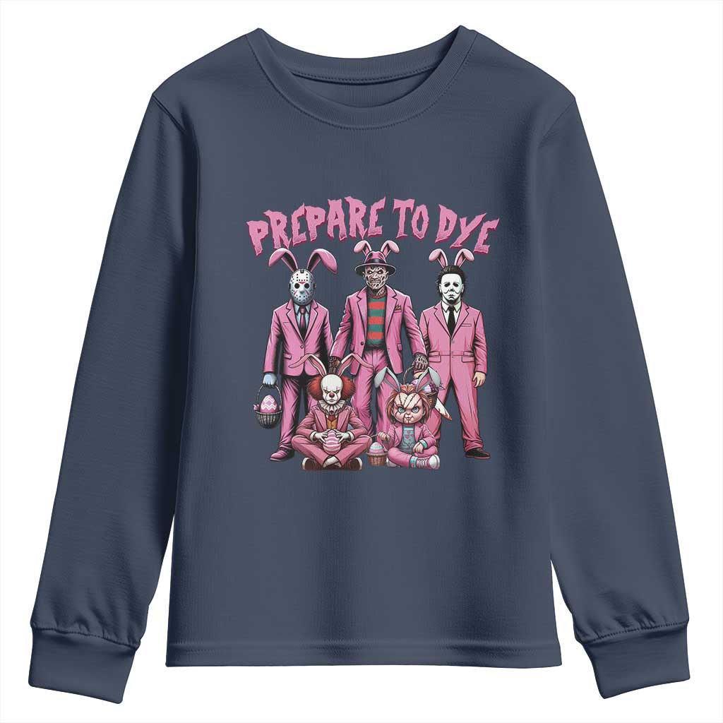 Prepare to Groovy Dye Funny Bunny Easter Youth Sweatshirt Horror Dyeing Eggs