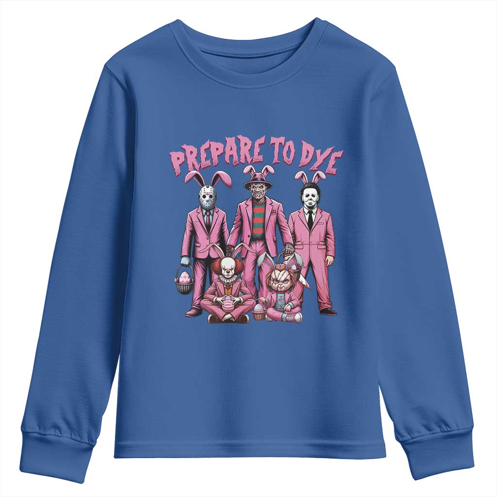 Prepare to Groovy Dye Funny Bunny Easter Youth Sweatshirt Horror Dyeing Eggs
