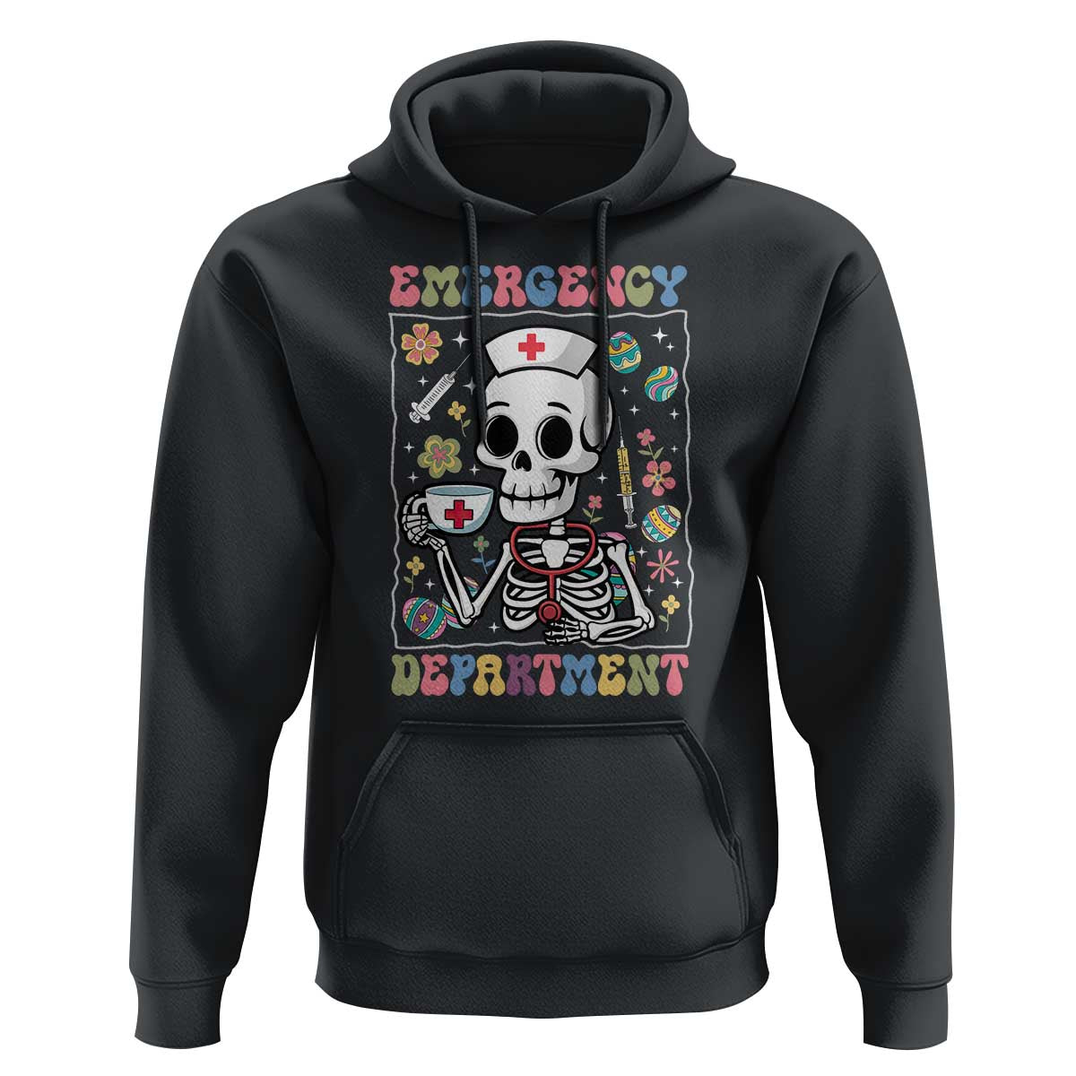 Emergency Department Skeleton Nurse Easter Hoodie ER Nursing Room