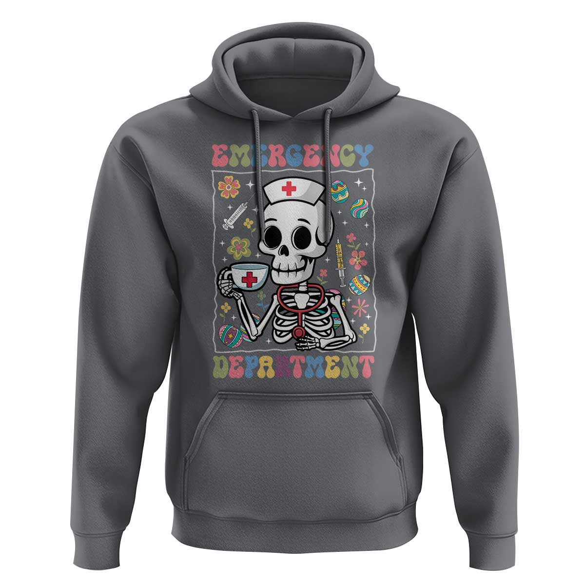Emergency Department Skeleton Nurse Easter Hoodie ER Nursing Room