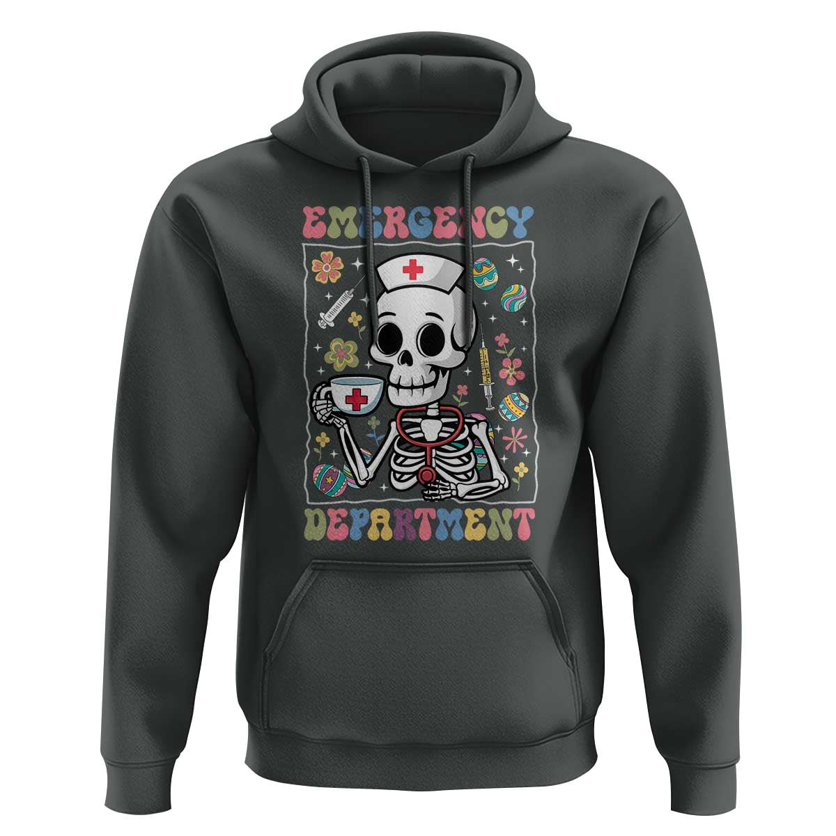 Emergency Department Skeleton Nurse Easter Hoodie ER Nursing Room
