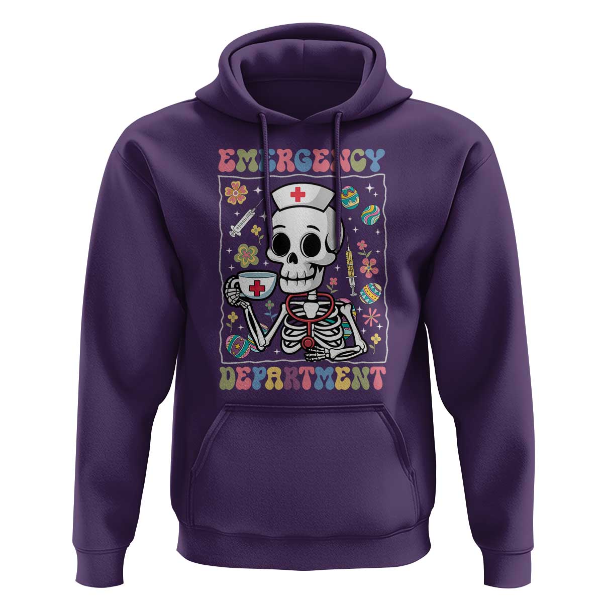 Emergency Department Skeleton Nurse Easter Hoodie ER Nursing Room