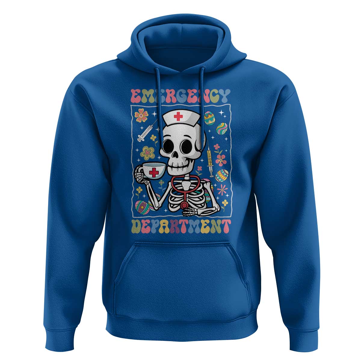 Emergency Department Skeleton Nurse Easter Hoodie ER Nursing Room